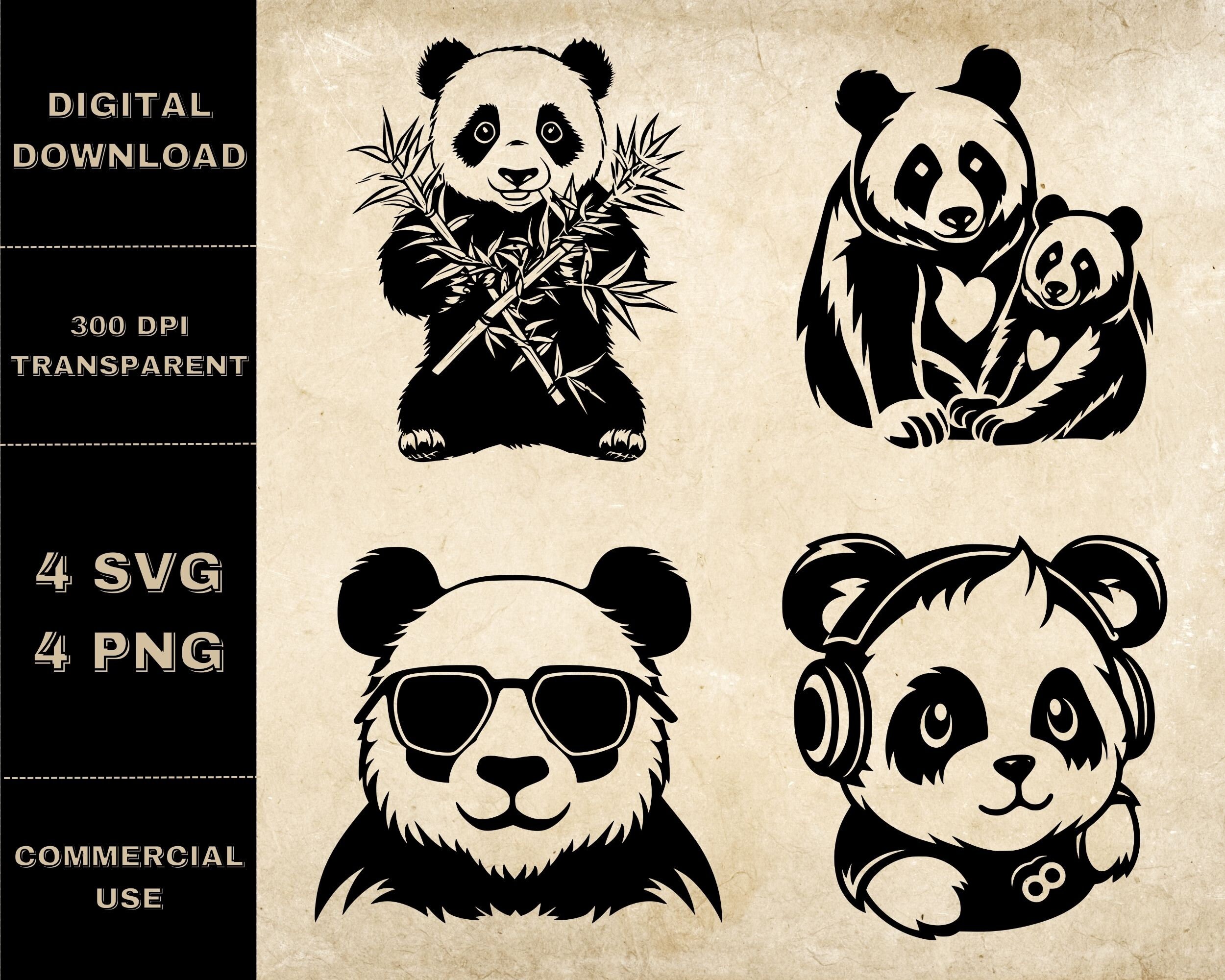 Cute Panda SVG Bundle PNG Panda Clipart Hand Drawn Panda - Etsy