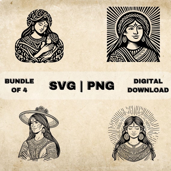 Pachamama SVG Bundle, Andean Goddess Clipart, Hand Drawn Inca 