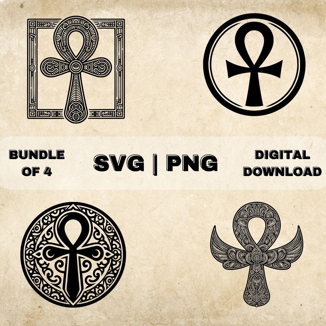 Ankh SVG Bundle, Egyptian Cross Clipart, Hand Drawn Ancient Egypt ...