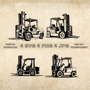 Forklift SVG Bundle, PNG, Forklift Clipart, Hand Drawn Forklift Vector Illustration, SVG Files For Laser Engraving