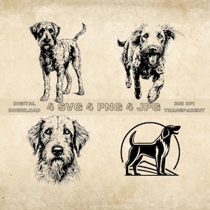 Irish Wolfhound SVG Bundle, PNG, Cute Dogs Clipart, Hand Drawn Dog Vector Illustration, SVG Files For Laser Engraving