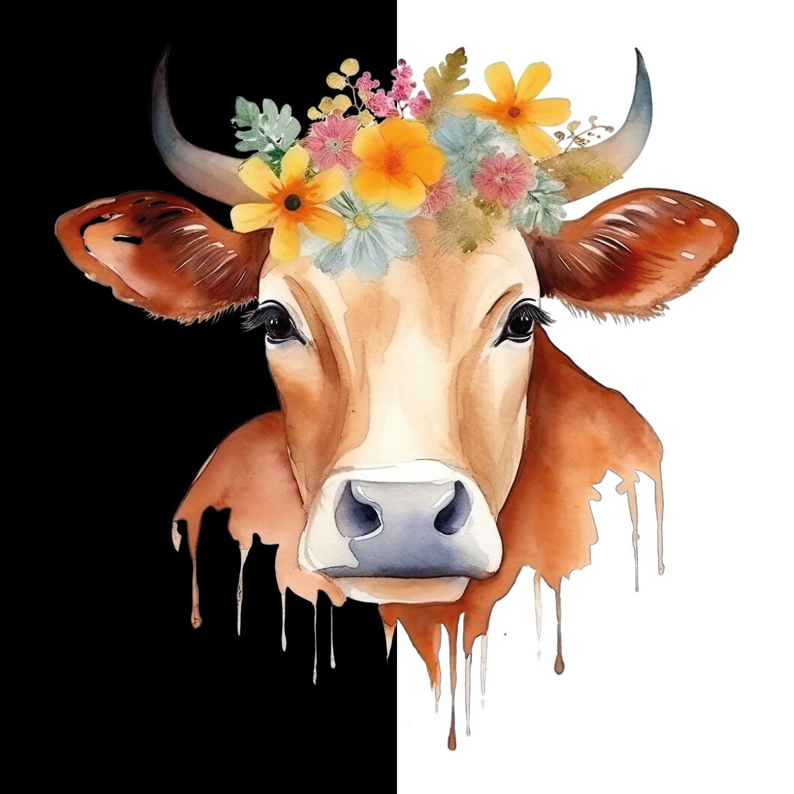 Watercolor Cow Clipart, Cute Cow PNG, Farm Animal Clip Art for Nursery ...