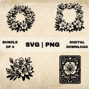 Azaleen SVG Bundle, Azaleen Blumen Clipart, handgezeichnete Blumen Thema Vektor Illustration, SVG-Dateien für Lasergravur & Handwerk