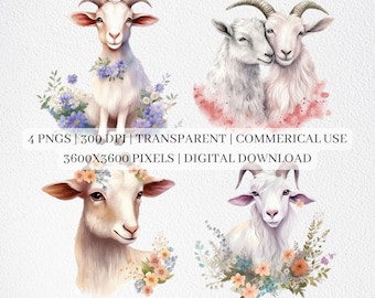 Schattig geit clipart, geit PNG-bestanden voor sublimatie, geiten illustraties, geit prints, afdrukbare kunst aan de muur, commercieel gebruik
