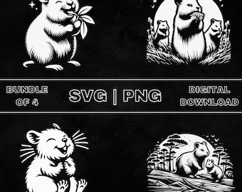 Quokka SVG Bundle, Quokka Clipart, Hand Drawn Quokka Theme Vector Illustration, PNG Files For Laser Engraving & Craft