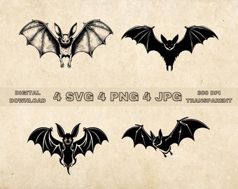 Vleermuis SVG bundel, PNG, vleermuis clipart, handgetekende vleermuizen vector illustratie, SVG-bestanden voor lasergravure