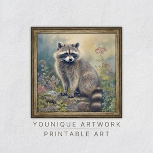 Raccoon Print, Raccoon Watercolor Printable Art, Raccoon Painting Nursery Decor, Raccoon Wall Art, Digital Download