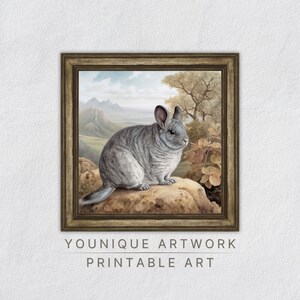 Chinchilla Print, Chinchilla Printable Wall Art, Chinchilla Nursery Decor, Chinchilla Painting, Digital Download