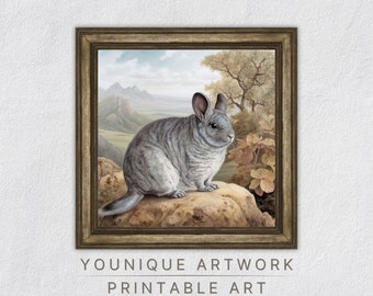 Chinchilla Print, Chinchilla Printable Wall Art, Chinchilla Nursery Decor, Chinchilla Painting, Digital Download