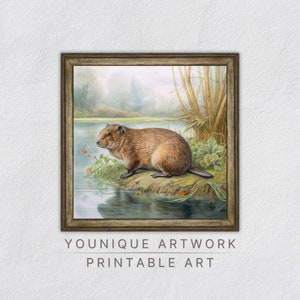 Beaver Print, Beaver Printable Wall Art, Beaver Nursery Decor, Beaver Lover Gift, Digital Download