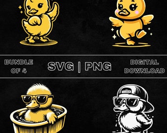 Baby Duck SVG Bundle, Cute Duck Clipart, Hand Drawn Duckling Theme Vector Illustration, PNG Files For Laser Engraving & Craft