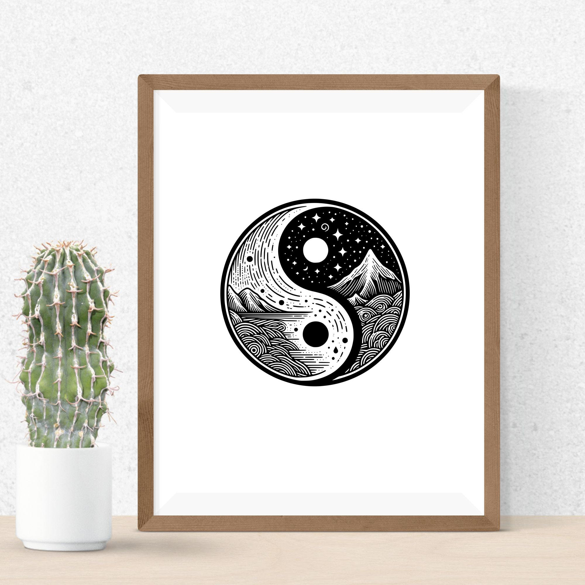Ying Yang SVG Bundle, Ying and Yang Clipart, Sun, Moon, Dragon