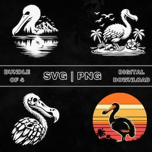 Dodo Bird SVG Bundle, Dodo Bird Scene Clipart, Hand Drawn Dodo Bird Theme Vector Illustration, PNG Files For Laser Engraving & Craft