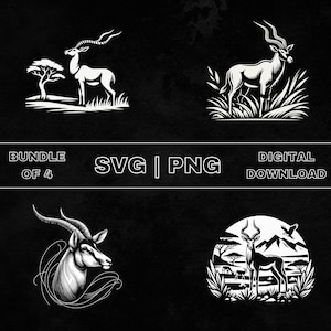 Antelope SVG Bundle, Antelope Clipart, Hand Drawn Antelope African Animal Lover Theme Vector Illustration, PNG For Laser Engraving & Craft