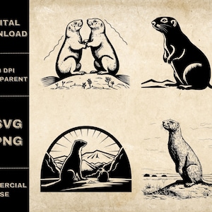 Präriehund SVG Bundle, PNG, niedliche Tier Clipart, handgezeichnete Nagetier Vektor Illustration, SVG-Dateien für die Lasergravur
