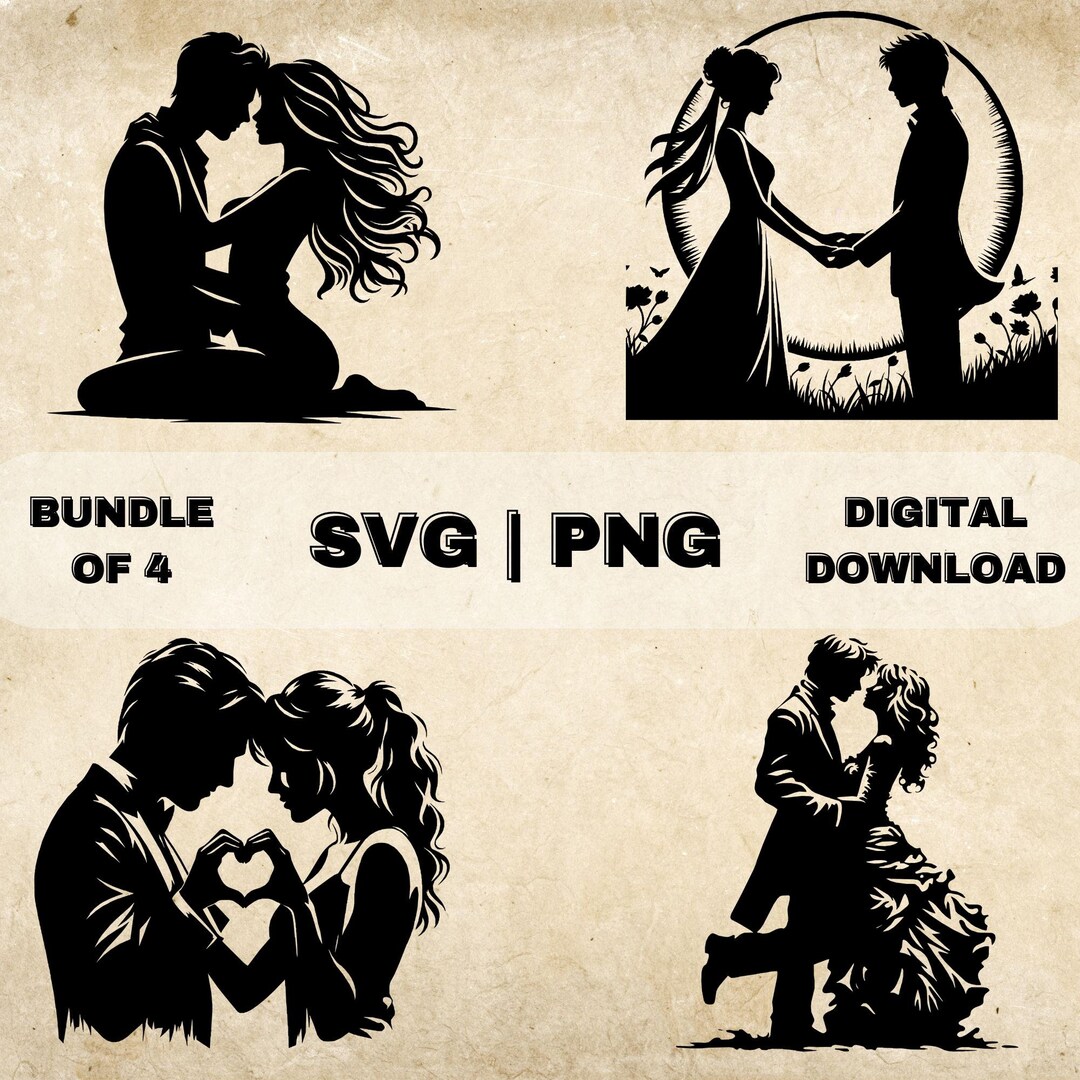Woman and Man SVG Bundle, Couple Clipart, Hand Drawn Romantic Theme ...