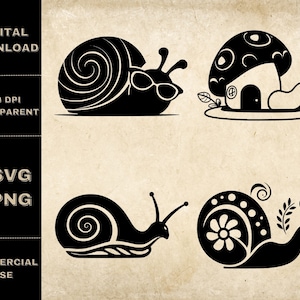 Schnecke SVG Bundle, PNG, Schnecke Clipart, handgezeichnete Schnecken Vektor Illustration, SVG-Dateien für Lasergravur