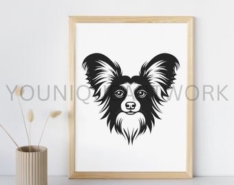 パピヨン SVG バンドル、PNG、犬のクリップアート、手描きの犬の