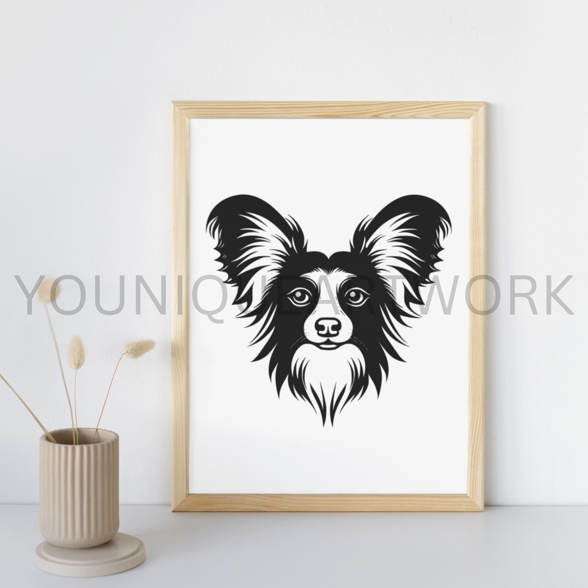 パピヨン SVG バンドル、PNG、犬のクリップアート、手描きの犬の
