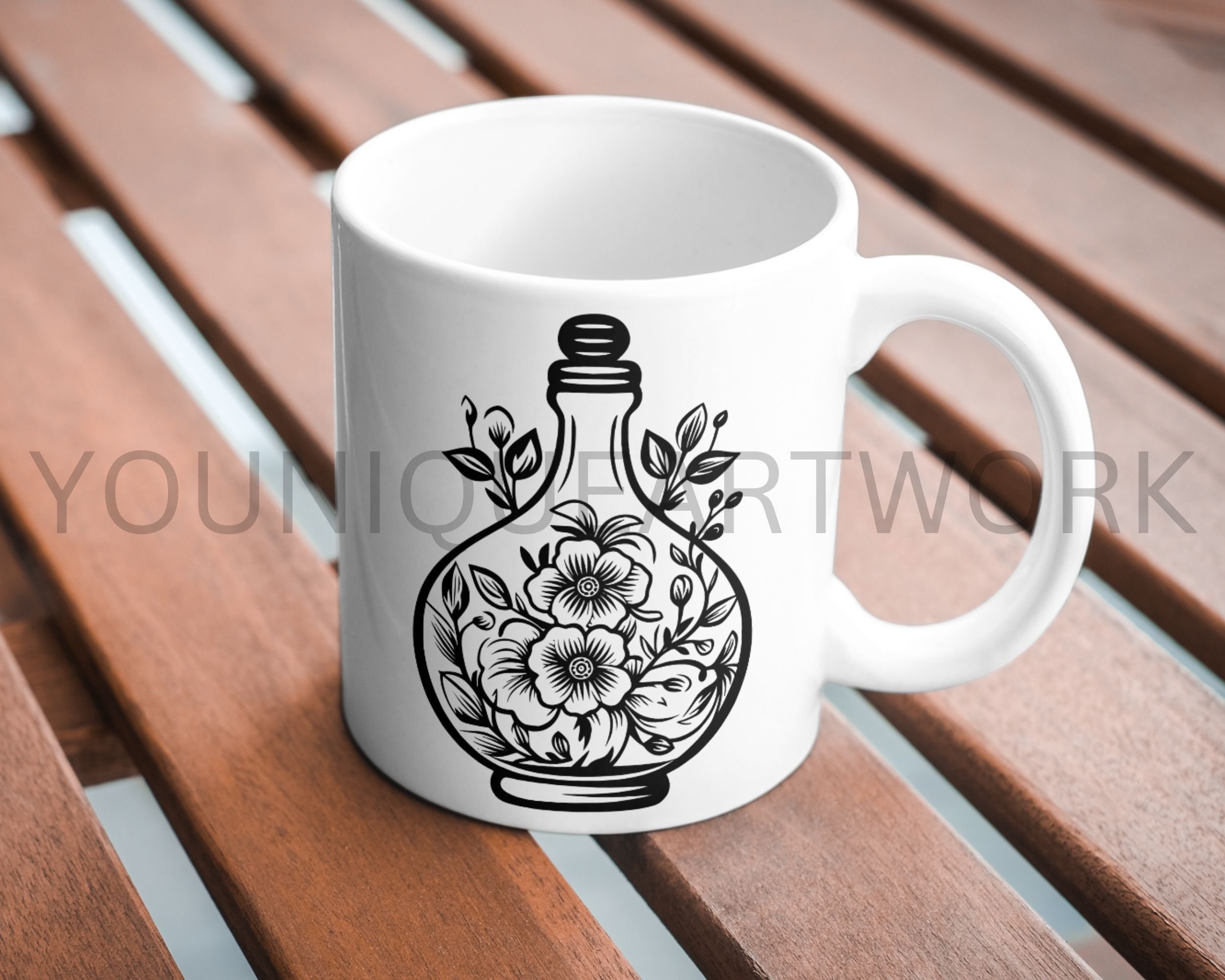 Potion Svg Files Floral Potion Bottle SVG Bundle, PNG, Potion Flower Clipart, Hand Drawn ...