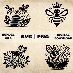 Bee SVG Bundle, Bees Clipart, Hand Drawn Bee Lovers Theme Vector Illustration, SVG Files For Laser Engraving & Craft