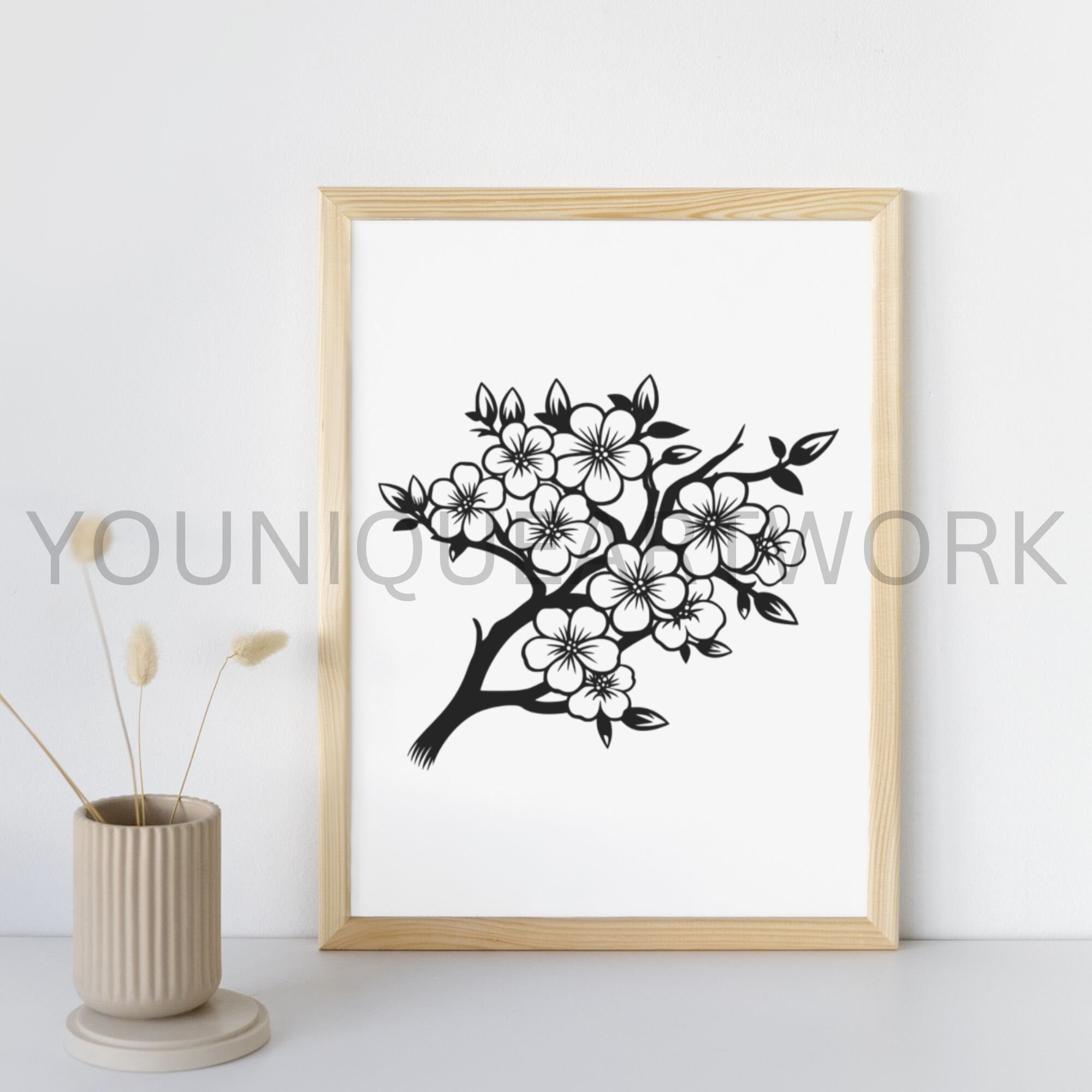 Cherry Blossom SVG Bundle, PNG, Sakura Clipart, Hand Drawn Tree