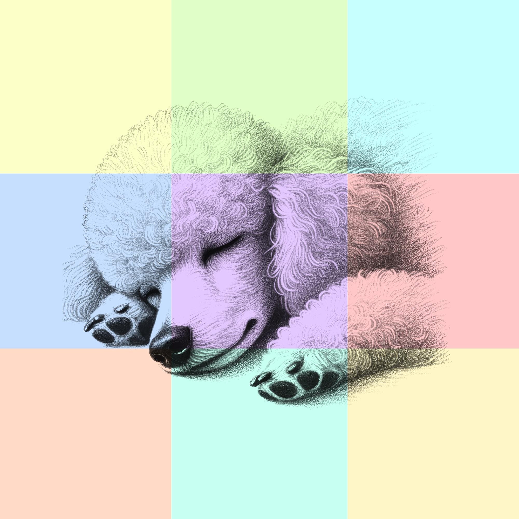 Poodle Sleeping PNG Sublimation File for Shirt & Mug Sketch
