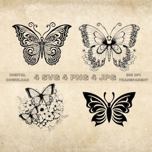 Butterfly SVG Bundle PNG Butterflies Clipart Hand Drawn - Etsy