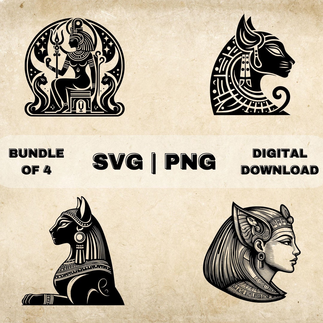 セクメト SVG バンドル、エジプトの女神のクリップアート、手描きの