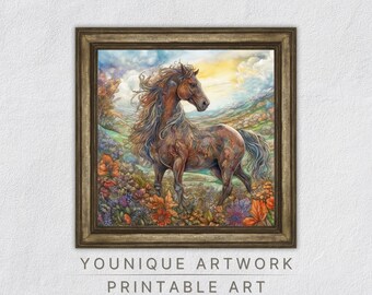 Horse Painting, Horse Printable Wall Art, Horse Nursery Decor, Horse Lover Gift, Horse Print, Digital Download