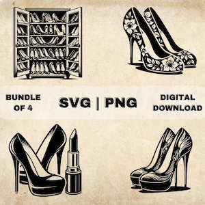 Hakken SVG bundel, vrouwen schoen clipart, hand getrokken mode thema vectorillustratie, SVG-bestanden voor lasergravure & ambacht