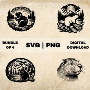 Beaver SVG Bundle, Beaver Clipart, Hand Drawn Beaver Lover Art Theme Vector Illustration, PNG Files For Laser Engraving & Craft