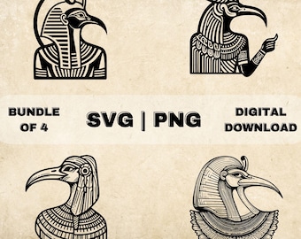 トート SVG バンドル、エジプトの神のクリップアート、手描きの古代