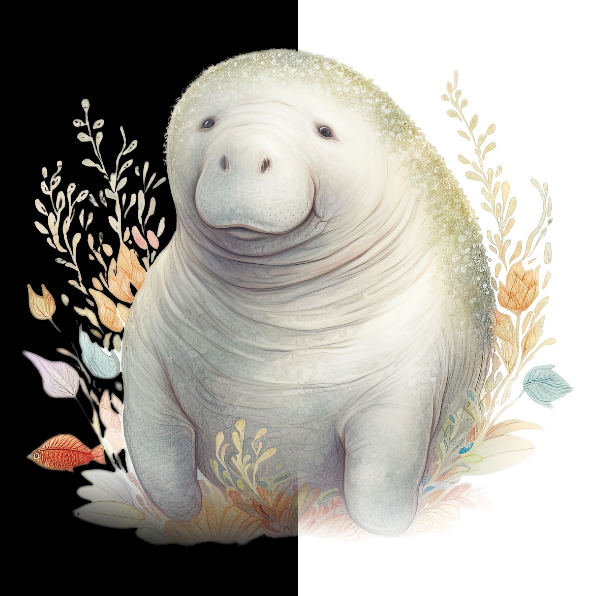 Manatee Clipart, Manatee PNG Files for Sublimation, Sea Animal Clip Art, Sea Life Prints ...