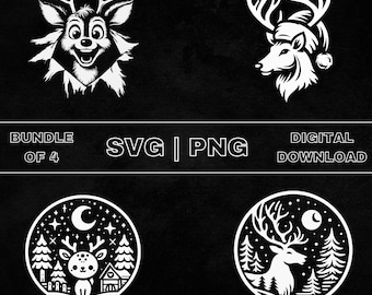 Ren SVG-paket, renclipart, handritad rentema-vektorillustration, PNG-filer för lasergravering och hantverk