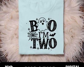 Boo I'm Two SVG PNG Files For Halloween Birthday & Toddler Party, Digital Download