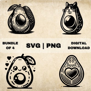 Avocado SVG Bundle, Avocado Clipart, Hand Drawn Avocado Theme Vector Illustration, SVG Files For Laser Engraving & Craft
