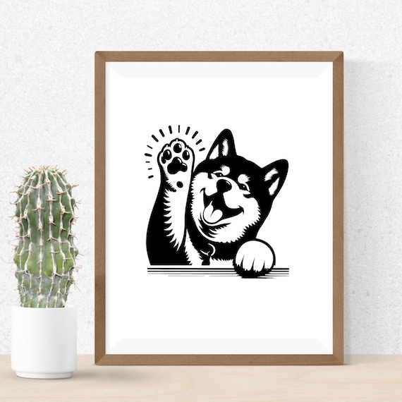 秋田犬 SVG バンドル、秋田犬クリップアート、手描き犬テーマの