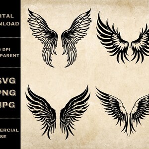 Wings SVG Bundle, PNG, Wings Clipart, Hand Drawn Wings Vector Illustration, SVG Files For Laser Engraving