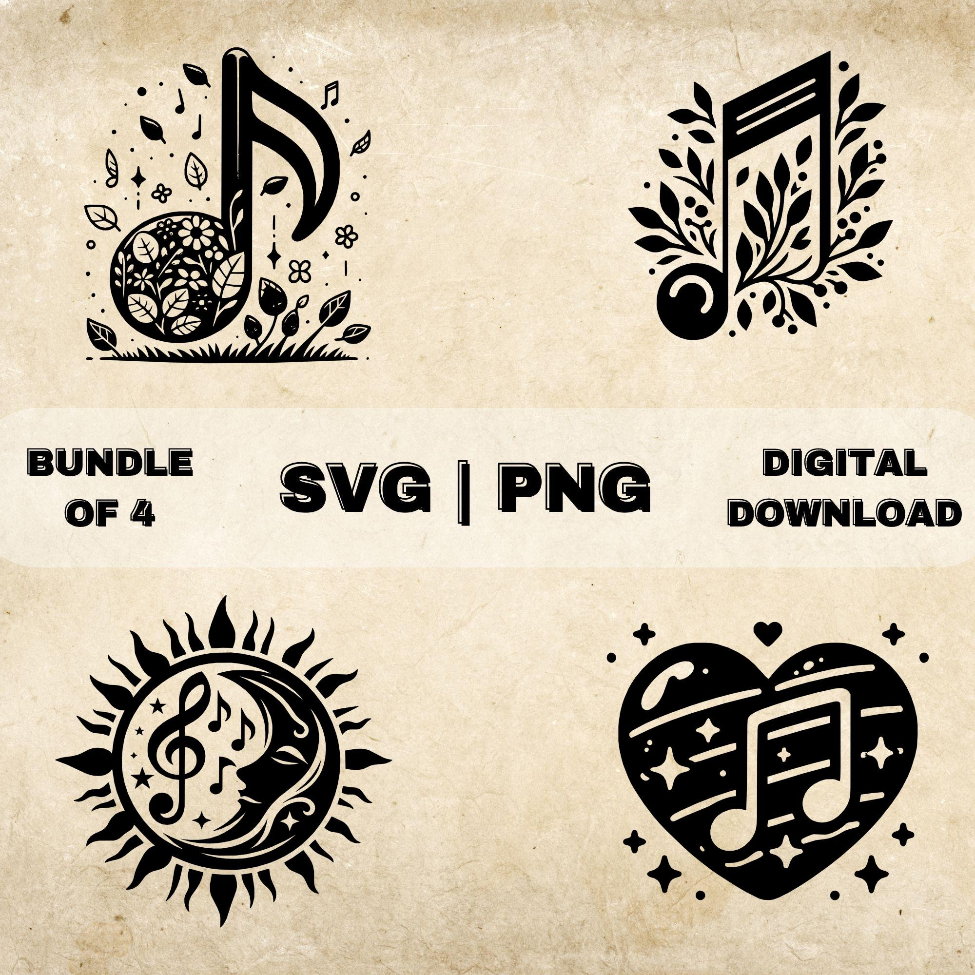 Music Note SVG Bundle, Music Notes Clipart, Hand Drawn Musical