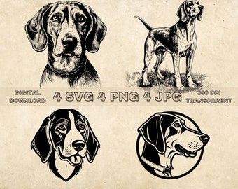 American Foxhound SVG Bundle, PNG, Dogs Clipart, Hand Drawn Dog