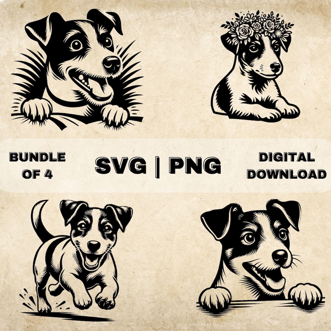 ジャック ラッセル テリアの SVG バンドル、かわいい犬のクリップ