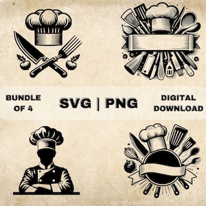 Koch SVG Bundle, Koch Werkzeuge Clipart, handgezeichnete Kochen Thema Vektor Illustration, SVG-Dateien für Lasergravur & Handwerk