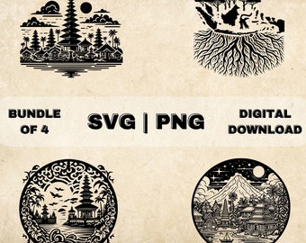 インドネシア SVG バンドル、インドネシア クリップアート、手描きの