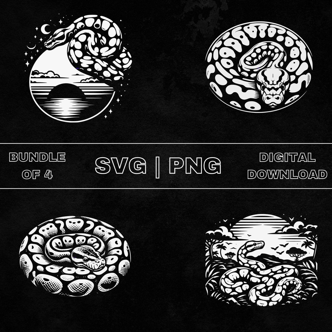 Ball Python SVG Bundle, Python Snake Clipart, Hand Drawn Snakes Theme ...