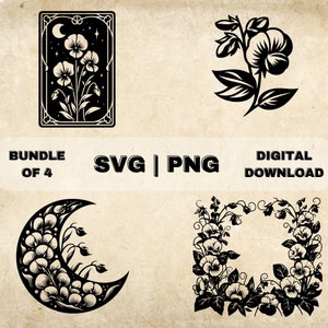 Sweet Pea SVG Bundle, Sweet Peas Flowers Clipart, Hand Drawn Floral Theme Vector Illustration, SVG Files For Laser Engraving & Craft