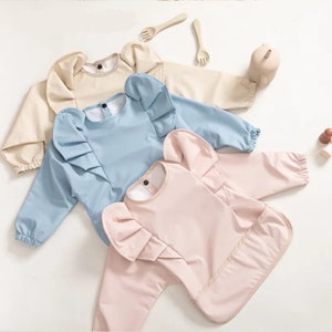 couleur BeeTaille unique Bavoir à manches longues pour bébé et enfant, tablier imperméable, vêtement doux qui