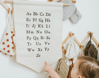 Nordic Hanging Canvas Pennant Alphabet Wall Art Baby Kids Nursery Room Wall Banner Home Decoration