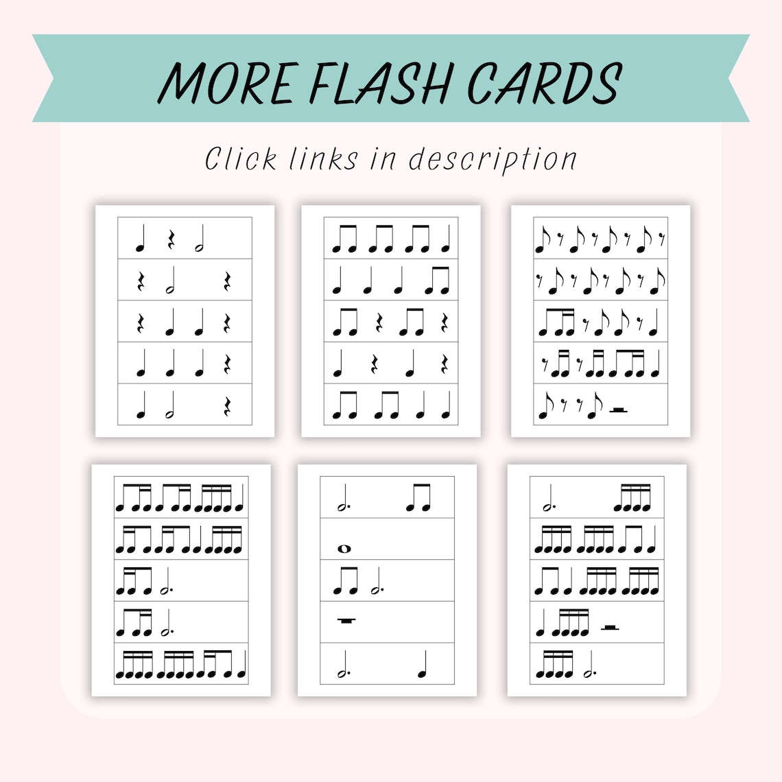 Rhythm Flash Cards (set 2), Crotchet, Crotchet Rest, Joined Quavers ...