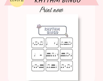 Rhythm Bingo Level 2 | Rhythm card | Classroom games | Music Teacher | Music Games | Rhythm Activities | Piano Teacher games